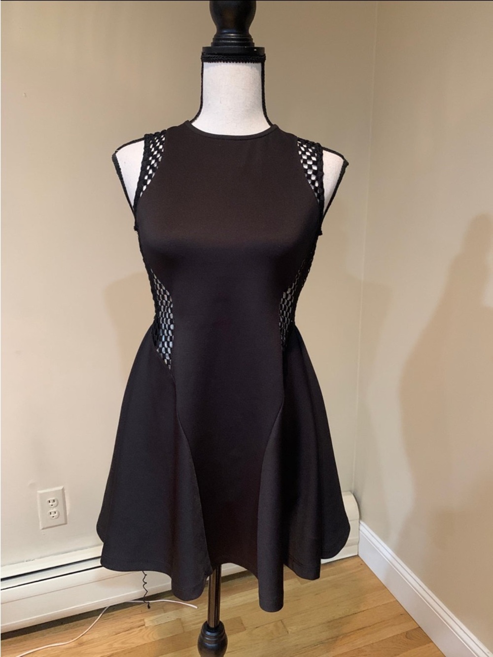Nasty Gal Black Mesh-Panel Mini Dress